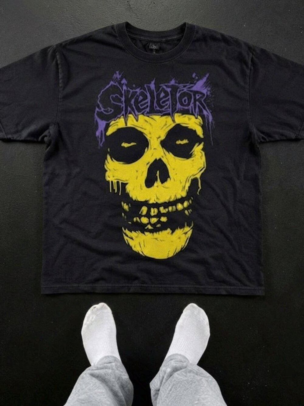 Skeletor Graphic T-Shirt Black Skull Print Short Sleeve Tee